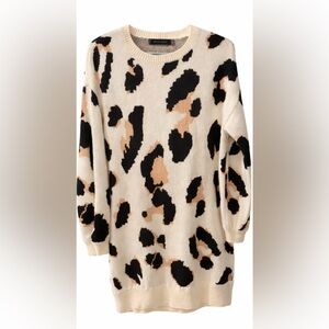 MEROKETTY Leopard Print Sweater/Dress 🐆 SIZE LARGE - Cozy Chic Boutique Vibes